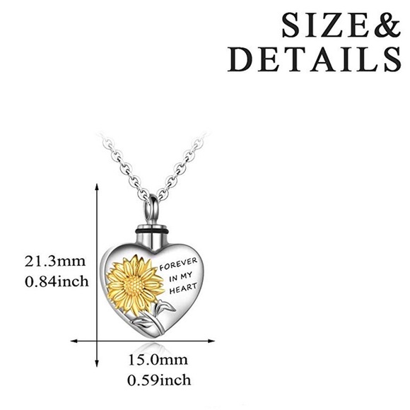 Urn Necklaces for Ashes in My Heart Flower Pendant Memory Locket Necklace - Picture 2 of 5